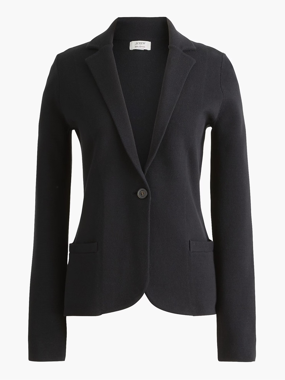 NWT J Crew Schoolboy Sweater/Blazer Women's Size Large Black One-Button Closure
